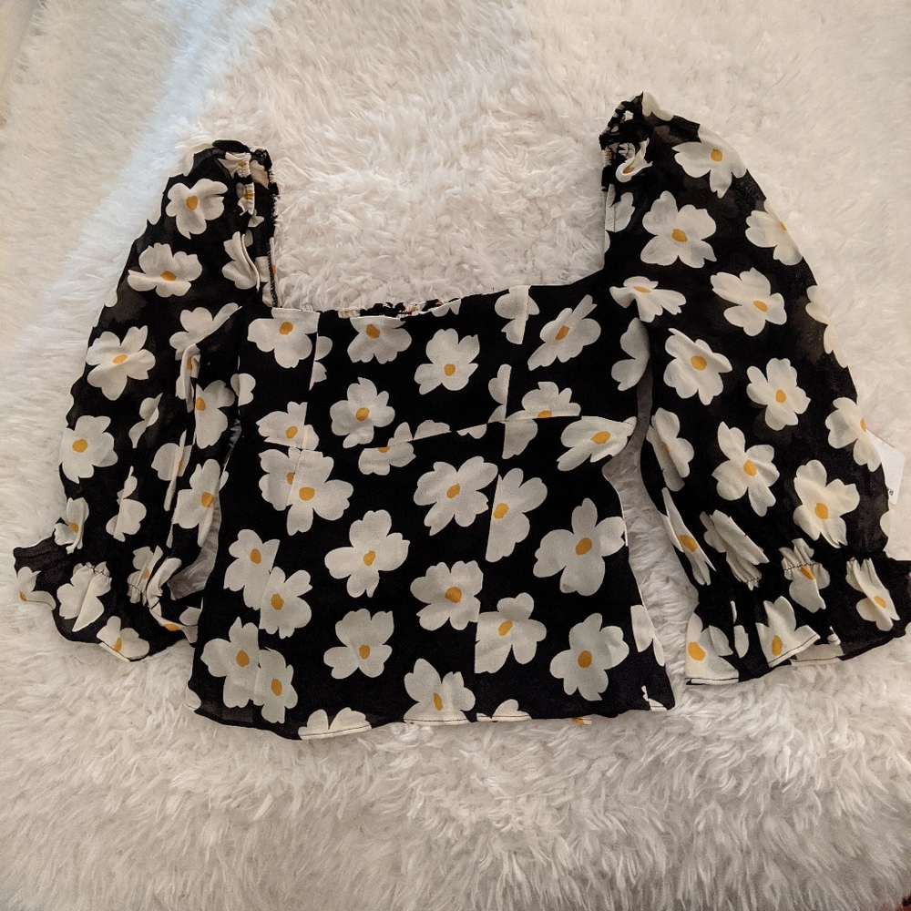 NWT REFORMATION Georgia Floral Ruffle Top Blouse 0 - Picture 2 of 5